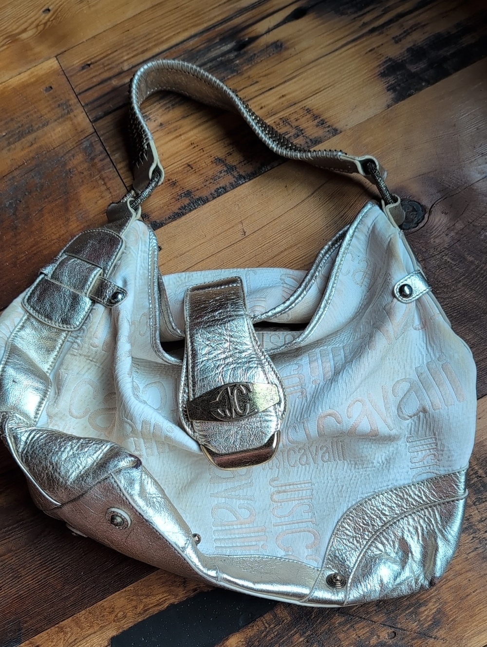 Vintage 2006 Roberto Cavalli-Just Cavalli Cream Shoulder Bag